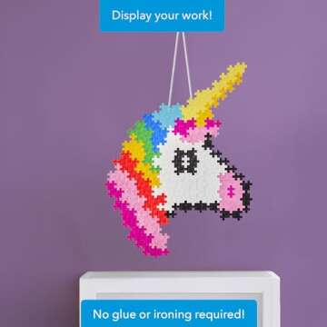 Plus Plus Puzzle By Number, 250 Piece Mini Interlocking Hashtag Color Blocks, 3D Pixel Art Kit for Kids - Unicorn