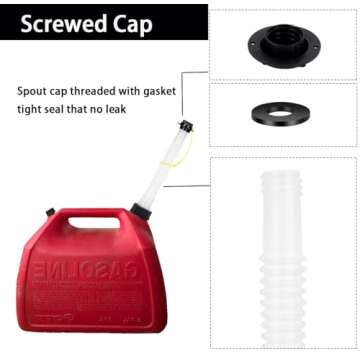 Generic Gas Can Spout Replacement Universal Kit Flexible Fuel Tank Pour Nozzle with Gaskets Vent Cap Base Cap Drill Bit for Most of Old Style Gas Can Water Jug 1 2 5 Gallon White