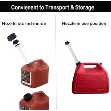 Generic Gas Can Spout Replacement Universal Kit Flexible Fuel Tank Pour Nozzle with Gaskets Vent Cap Base Cap Drill Bit for Most of Old Style Gas Can Water Jug 1 2 5 Gallon White