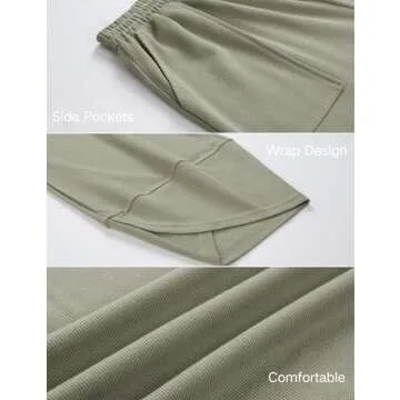 Xiaoxuemeng Womens Baggy Wide Leg Pants Casual Elastic Waisted Palazzo Harem Pants with Pockets (Green-S)