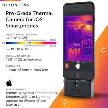 FLIR ONE Pro - High Resolution (160x120) Thermal Imaging Camera for iOS Smartphones (iPhone w/Lightning Port Only)