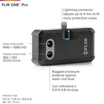 FLIR ONE Pro - High Resolution (160x120) Thermal Imaging Camera for iOS Smartphones (iPhone w/Lightning Port Only)