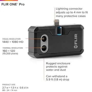 FLIR ONE Pro - High Resolution (160x120) Thermal Imaging Camera for iOS Smartphones (iPhone w/Lightning Port Only)