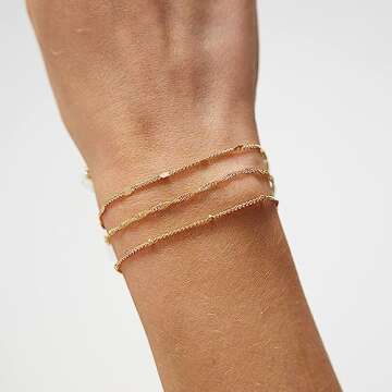Sewyer Gold Dainty Bracelet Set for Women 14K Gold Filled Layering Chain Bracelets Stacked Bracelets...