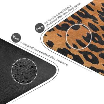 Kigai Yoga Mat Leopard Print Fitness Mat Eco-Friendly Non Slip Portable Foldable Floor Workouts Mat for Pilates Home Gym Exercise Beach 70.8x26 inch