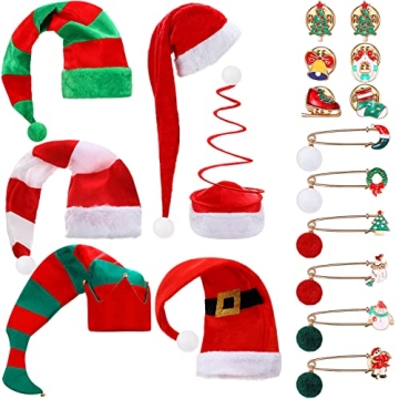 Vicenpal 6 Pack Christmas Elf Hats for Festive Fun