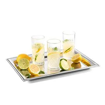 Royalty Art Kinsley Tall Highball Glasses Set of 8, 12 Ounce Cups, Textured Designer Glassware for Drinking Water, Beer, or Soda, Trendy and Elegant Dishware, Dishwasher Safe (Hiball)