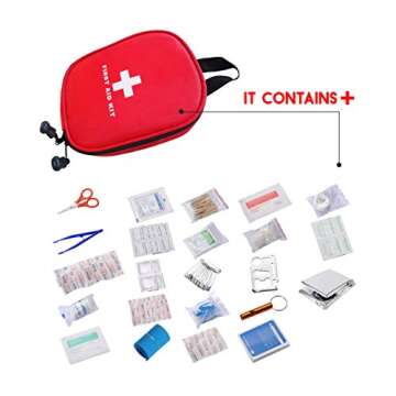First Aid Kit for Hiking, Backpacking, Camping, Travel, Car & Cycling. with Waterproof Laminate Bags You Protect Your Supplies! Be Prepared for All Outdoor Adventures or at Home & Work (Red10)
