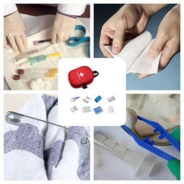 First Aid Kit for Hiking, Backpacking, Camping, Travel, Car & Cycling. with Waterproof Laminate Bags You Protect Your Supplies! Be Prepared for All Outdoor Adventures or at Home & Work (Red10)