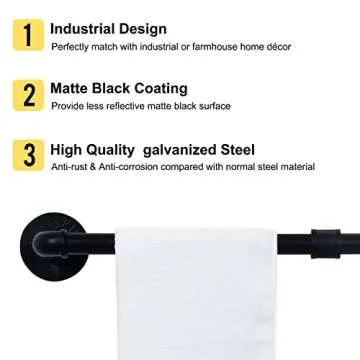 HouseAid 24 Inch Industrial Pipe Towel Bar for Farmhouse Decor