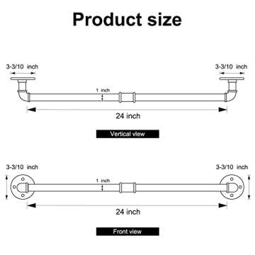 HouseAid 24 Inch Industrial Pipe Towel Bar for Farmhouse Decor