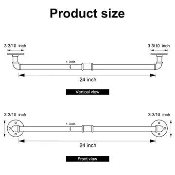 HouseAid 24 Inch Industrial Pipe Towel Bar for Farmhouse Decor