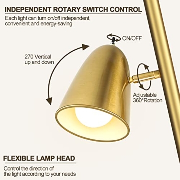 QiMH Tree Floor Lamp with 3 Adjustable Bulbs