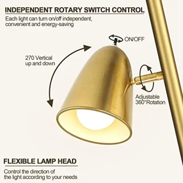 QiMH Tree Floor Lamp with 3 Adjustable Bulbs