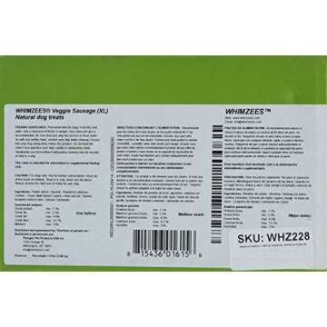 PARAGON PET PRODUCTS Whimzees Veggie Sausage Dog Dental Treats - 30 Pieces, XL Size