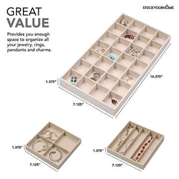 Stock Your Home Stackable Jewelry Organizer Trays for Jewelry Showcase Display & Jewelry Storage Holder for Earrings, Bracelets, Necklaces & Rings - Set of 3