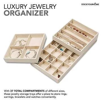 Stock Your Home Stackable Jewelry Organizer Trays for Jewelry Showcase Display & Jewelry Storage Holder for Earrings, Bracelets, Necklaces & Rings - Set of 3