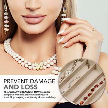 Stock Your Home Stackable Jewelry Organizer Trays for Jewelry Showcase Display & Jewelry Storage Holder for Earrings, Bracelets, Necklaces & Rings - Set of 3