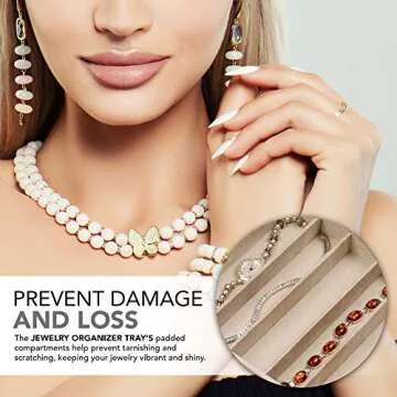 Stock Your Home Stackable Jewelry Organizer Trays for Jewelry Showcase Display & Jewelry Storage Holder for Earrings, Bracelets, Necklaces & Rings - Set of 3