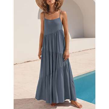 ANRABESS Women Summer Casual Loose Sleeveless Sundress Spaghetti Strap Flowy Boho Linen Beach Vacati...
