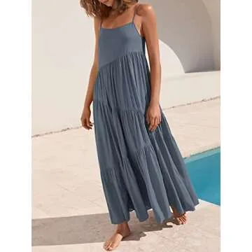 Stylish ANRABESS Summer Sundress in Gray Blue