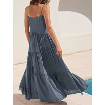 Stylish ANRABESS Summer Sundress in Gray Blue