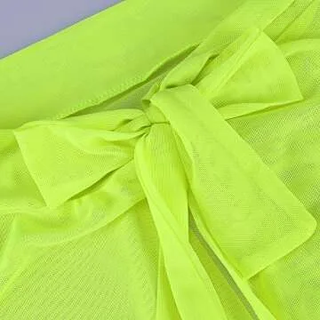 XAKALAKA Neon Yellow Sheer Slit Wrap Maxi Skirt