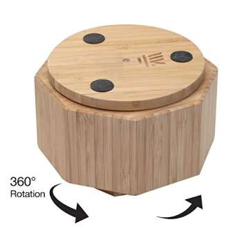 MobileVision Bamboo Rotating Makeup Organizer, Multiple Compartments, 9 Sections for Cosmetic Brushes, Lipsticks, Eye Liners, Accessories, Beauty Products & More