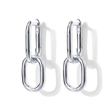 PAVOI 14K Gold Convertible Link Huggies (White Gold)