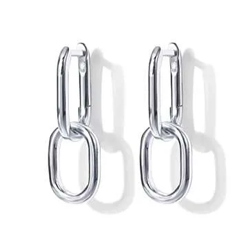 PAVOI 14K Gold Convertible Link Huggies (White Gold)