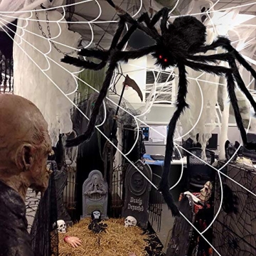 Giant Halloween Spider Web & 59" Spider Decoration