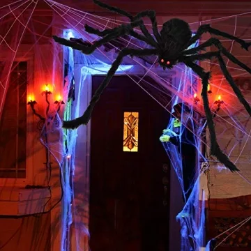 Giant Halloween Spider Web & 59" Spider Decoration
