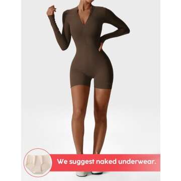YEOREO Women Long Sleeve Workout Jumpsuit for Fitness