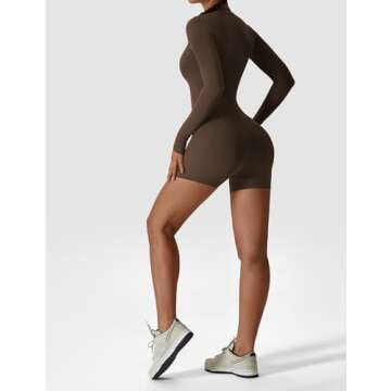 YEOREO Women Long Sleeve Workout Jumpsuit for Fitness