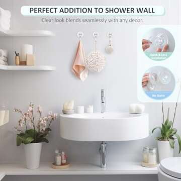 VIS'V Suction Cup Hooks, Small Clear Shower Suction Hooks Heavy Duty Vacuum Suction Cups with Hooks ...