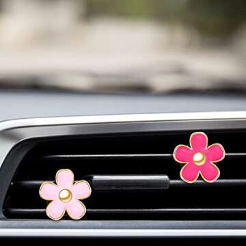Stylish Daisy Flower Car Air Vent Clips - 6 Pcs Set