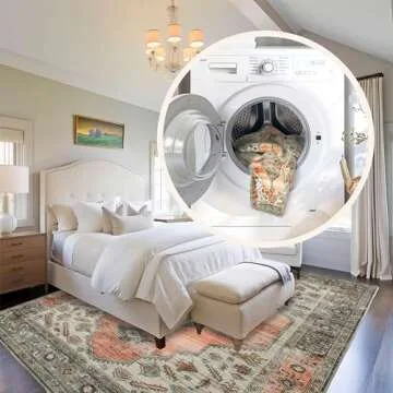 nuLOOM 5' x 8' SpinClean Machine Washable Stain-Resistant Area Rug with Non Slip Backing, Low Profile for Living Room, Bedroom, and Dining Room, Gracie Peach