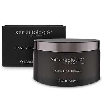 serumtologie Essential Cream Mens Moisturizer for Face- Lightweight Natural Face Cream For Men With Aloe, Jojoba, Shea Butter, Gotu Kola - Mens Skincare Products For All Skin Types - 4.5 Ounces