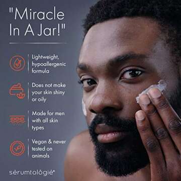 serumtologie Essential Cream Mens Moisturizer for Face- Lightweight Natural Face Cream For Men With Aloe, Jojoba, Shea Butter, Gotu Kola - Mens Skincare Products For All Skin Types - 4.5 Ounces