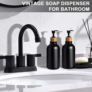 MIERTING Black Bathroom Accessories Set with Pump and Storage