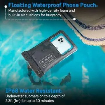 Pelican 2 Pack Marine - IP68 Waterproof Phone Pouch (XL Size) Floating Waterproof Phone Case - Beach...