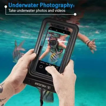Pelican 2 Pack Marine - IP68 Waterproof Phone Pouch (XL Size) Floating Waterproof Phone Case - Beach Cruise Ship Travel Essentials - Works with All Phones - Detachable Lanyard - Stealth Black