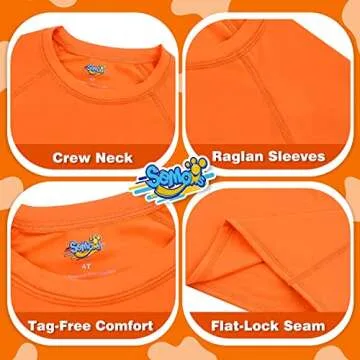Boys Short Sleeve Rash Guard UPF 50+ Swim Shirt Orange