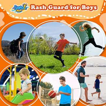 Boys Rash Guard Short Sleeve, Orange UPF 50+ Sun Protection Rashguard Slim Fit Swim Shirt Fishing Surf Quick Dry Cool Beach Clothes for Toddler Youth Kids Size 10-12 Years