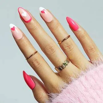 Modelones Press on Nails, Short Almond Nails, Pink Reusable Nail Kit with Nail Glue Adhesive Tabs Mini Nail File, 24 Fake Nails 12 Sizes, Glue on Nails DIY Home Salon Mothers Day Nails Gift