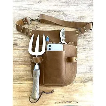 Rubys Leather Garden Tool Belt with Adjustable Waist Strap
