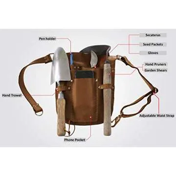 Rubys Leather Garden Tool Belt with Adjustable Waist Strap