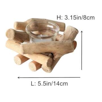 Sziqiqi Handmade Wooden Tea Light Candle Holder with Glass Cup Rustic Country Coastal Style for Farmhouse Home Decoration Home Altar Decoration Holoday Wedding Decoration Pack of 4