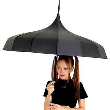 Gothic Black Pagoda Umbrella - Perfect For Rain Or Shine, Ideal For Vampires, Gothic Enthusiasts, An...