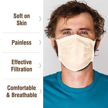 WECARE Disposable Face Mask Individually Wrapped - 50 Pack, Peach Masks 3 Ply